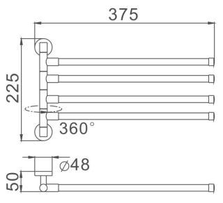 Полотенцедержатель Haiba HB8714 37см чёрный матовый